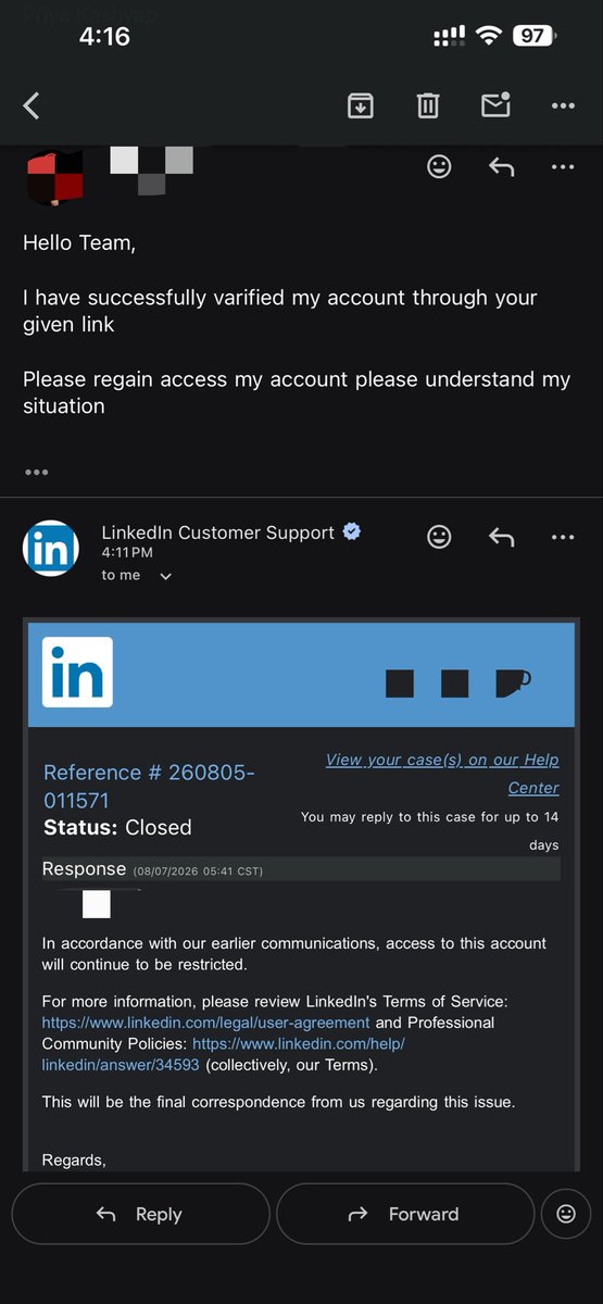SimplyRituK's tweet photo. @LinkedInHelp @LinkedIn I don’t know where is the problem actually your support team continue responding these type of support 

Really it’s support?

I just create a ticket your support team replied in earlier communication? 

What can you please check and help me https://t.co/xpPaUAaPfZ