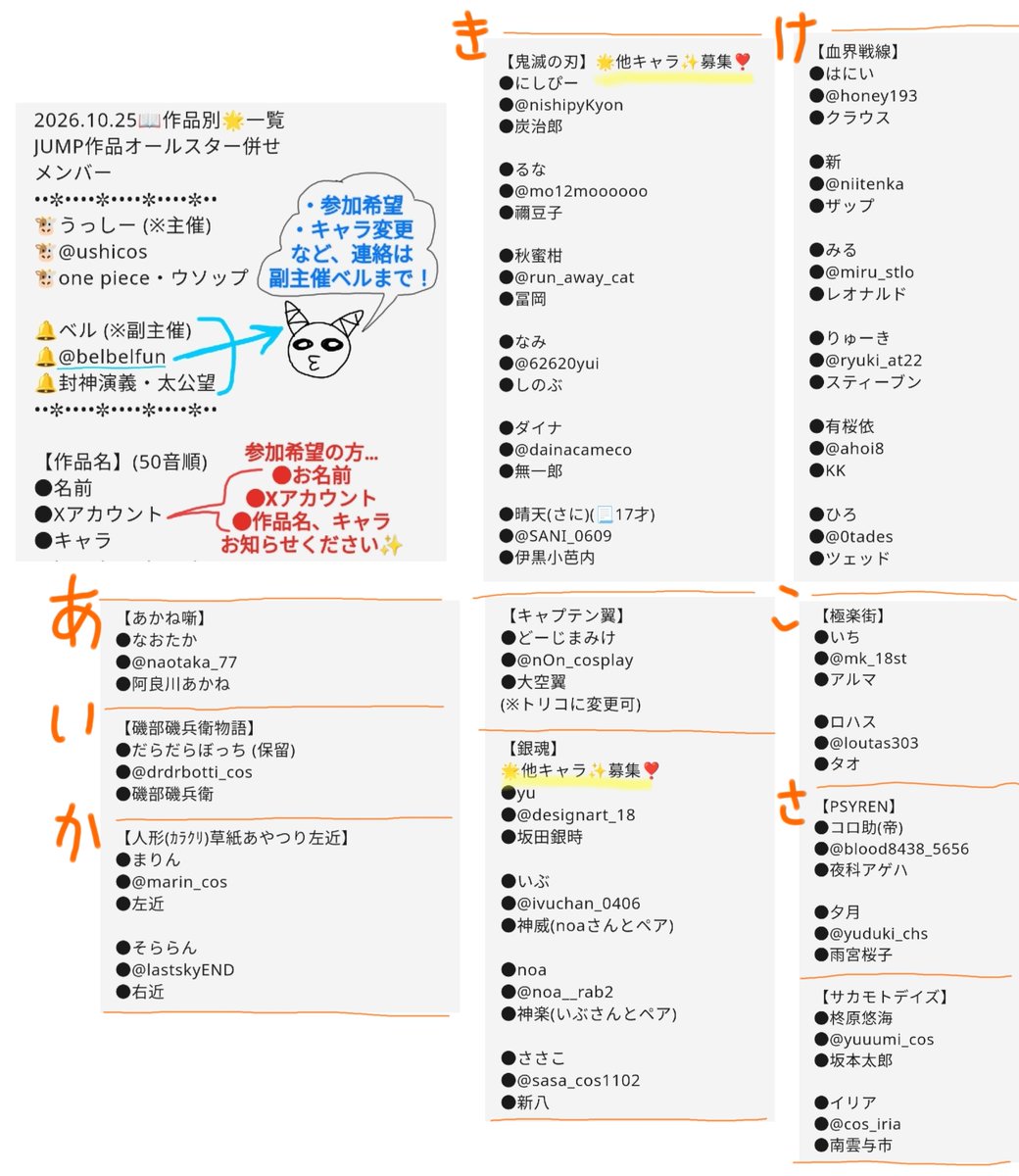 belbelfun's tweet photo. ✅8/7 更新

10/25(日) 10-19時
大阪/名村造船所跡地
JUMP🌟オールスター併せ

・ジャンプ作品
・キャラ被り無し
✖同キャラの衣装違い、年齢違い
✖外伝など類似キャラ

・参加料4000円
(事前支払)
(キャンセル返金なし🙏💦)
・20才以上
(20才未満→要同意書)

変更あり！空き作品＆キャラ募集です☺️ https://t.co/22rFFvHNW1