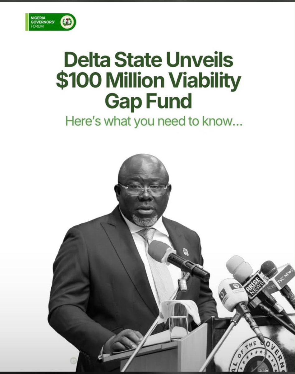 AEseken91733's tweet photo. Delta State is boosting its investment drive with a $100 million Viability Gap Fund, announced by Governor Rt. Hon. Sheriff Oborevwori, to make strategic projects more attractive to private investors and accelerate sustainable development.
#InvestDelta #SubnationalDevelopment https://t.co/Ujugw4hmNJ