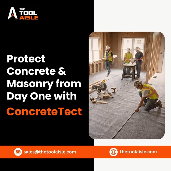 ToolAisle's tweet photo. Keep finished concrete and masonry protected with ConcreteTect Surface Protection. 🏗️ Guards against dirt, scratches, spills, and jobsite traffic while keeping surfaces clean until the project is complete.

🛒 Shop Now: https://t.co/elvaNiA9Sy

#ConcreteTect https://t.co/GI6wIgNJmX