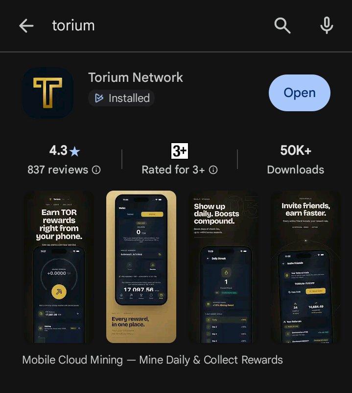 Tokenized99's tweet photo. @ToriumNetwork Interlink and Verychat miners made money by selling their tokens to P2P buyers. 🤑 Now, the next opportunity is Torium Network. 

Download Torium Network on Google Play or Apple App Store. Sign up and please use my code: TORIUM-9NR1LE https://t.co/BB3m6IYBHq
