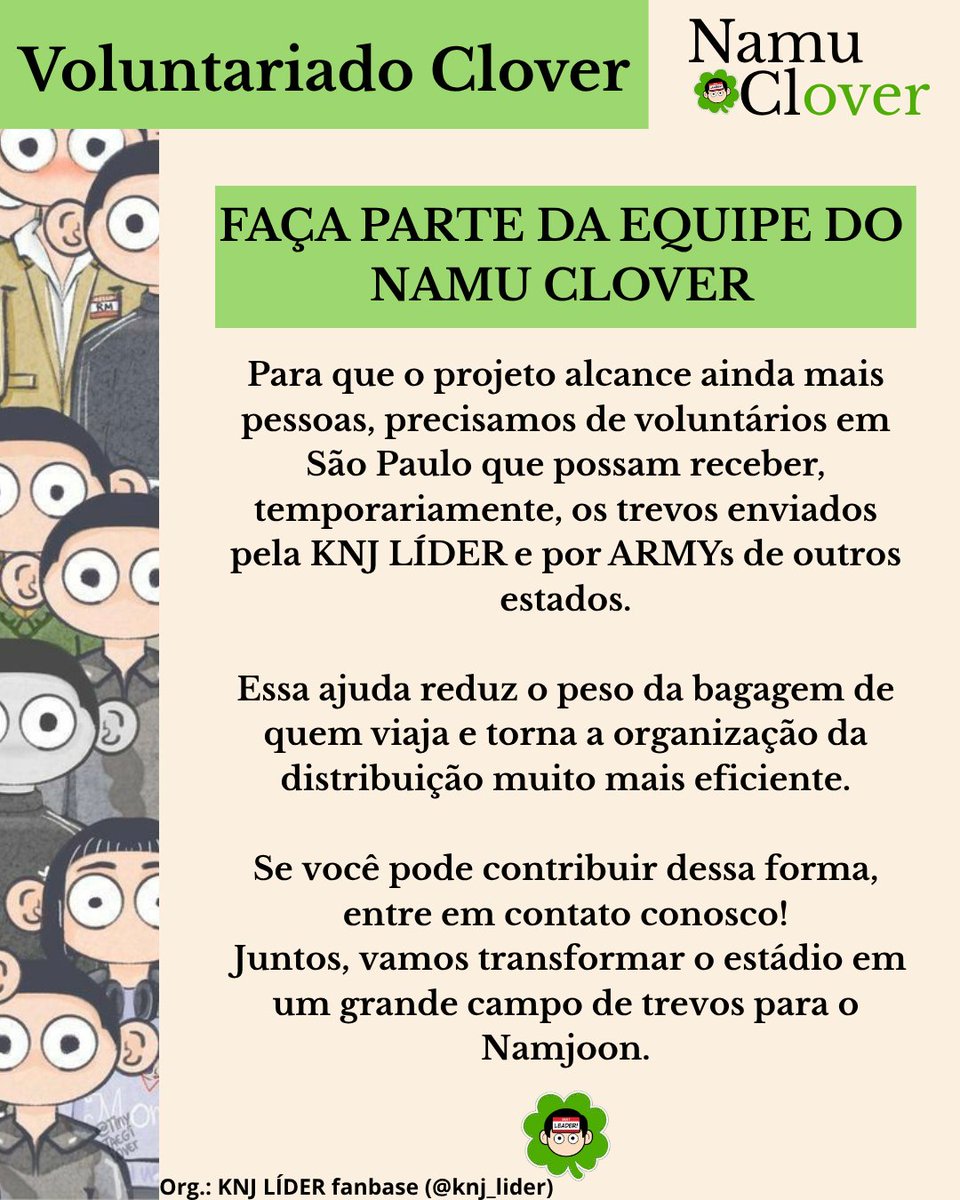 knj_lider's tweet photo. 🍀 O Namu Clover cresceu... e isso é graças a vocês! 💜

Desde o lançamento do projeto, temos recebido um carinho e um apoio que superaram todas as nossas expectativas. Cada compartilhamento, comentário e mensagem nos mostra que esse sonho está sendo construído por todo o ARMY. https://t.co/6yKpvsUBKA