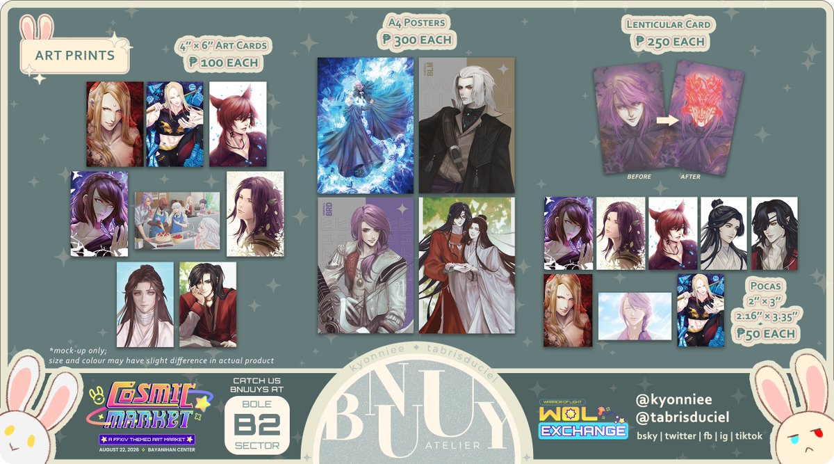 bnuuyAtelier's tweet photo. 🔄 RTs much appreciated! 🙏

Hewo bnuuys! Our #CoMetMNL2026 catalogue is here 🐰🐰
Catch us at 📍Bole Sector no. 2! Excited to see ya'll there~

#ffxiv #ff14 #finalfantasyxiv #finalfantasy14 https://t.co/g9UKIJqvg9