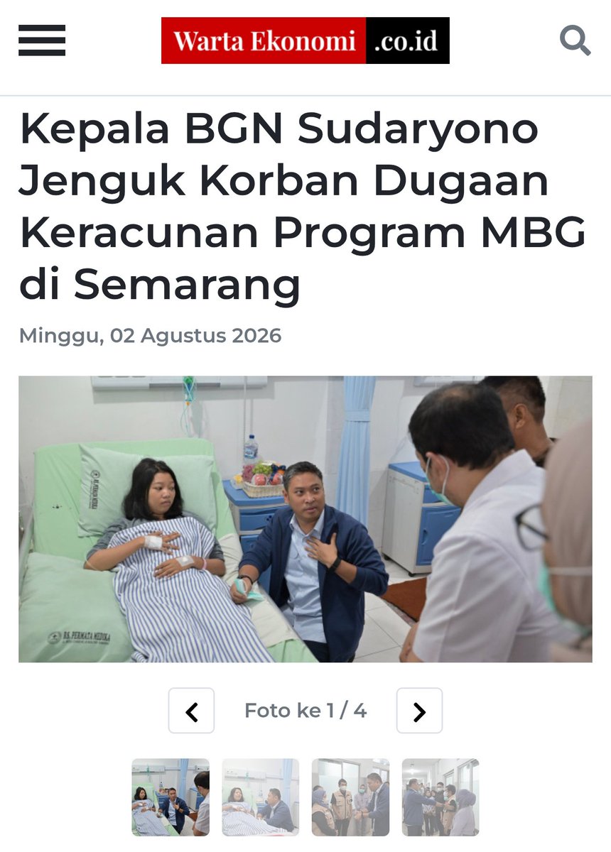 menuembegejelek's tweet photo. UPDATE: sehari pasca sudaryono memohon maaf sembari bersimpuh kepada siswa-siswi SMK 6 Semarang, peracunan oleh BGN lewat proyek MBG kepada para penerima manfaat tetap terus terjadi, tetap terus terlaksana di pelbagai daerah.

Penjengukan dan permohonan maaf bukanlah solusi. https://t.co/kf4I6qJTa1
