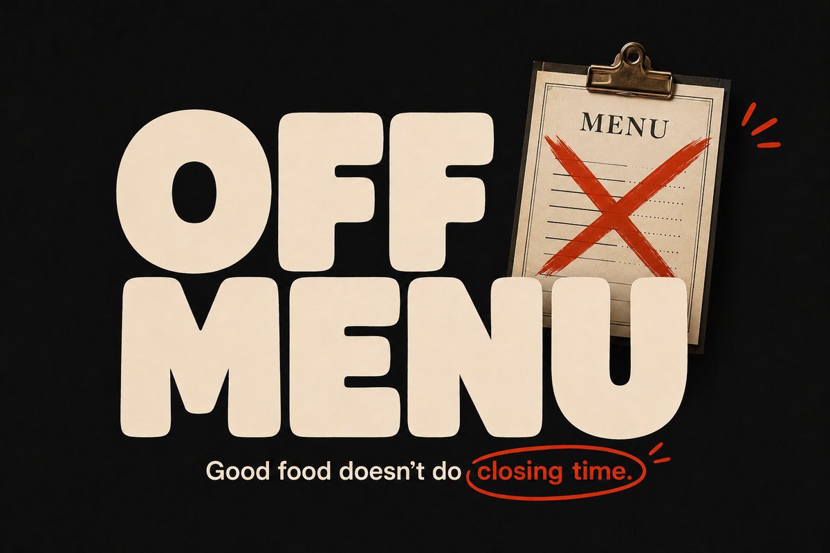 b4aofweb3's tweet photo. Brand Name: OFF MENU

“Good food doesn’t do closing time.”

My second submission, this time thinking like an advertiser.

Because when the usual options are closed, we’re OFF MENU. 😏

Open Campus ID: https://t.co/Det6lUbdcb

Entry for the @stackdailyxyz $500 brand challenge. https://t.co/HiOKyVPjHE