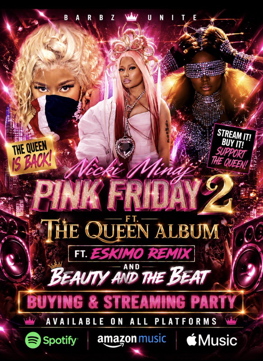PrettyHustlerzz's tweet photo. ๐ Good Morning #Barbz ๐
Today Streaming Focus Is ๐
#PinkFriday2 X #TheQueenAlbum Ft โข #BAAB X #EskimoRemix
Please Add @NICKIMINAJ Discography To All Your Daily Streaming Playlists ๐
๐๐งAvailable On All Platforms !
๐๐งโขStreaming Playlists โข ๐ง๐
๐๐ง โข#PinkFriday โขhttps://t.co/RwbIn8CAlv
๐๐ง โข#PinkFriday X #Queen X #BAAB Ft #EskimoRemix Spotify Boost โข https://t.co/PDZIMERuMo
๐๐ง โข #PinkFriday2 X #QueenRadio โข https://t.co/QbGSDeELyF
โข Support โข #StreamNicki โข Vote โข
For Trinidad Killa Ft โข
@NICKIMINAJ X #EskimoRemix
๐ณ๏ธ #CaribbeanMusicAwards โข
https://t.co/i7Wws9qyBI
#NickiMinaj #Barbz #BAAB #PF2 #Queen #GagyCitySub