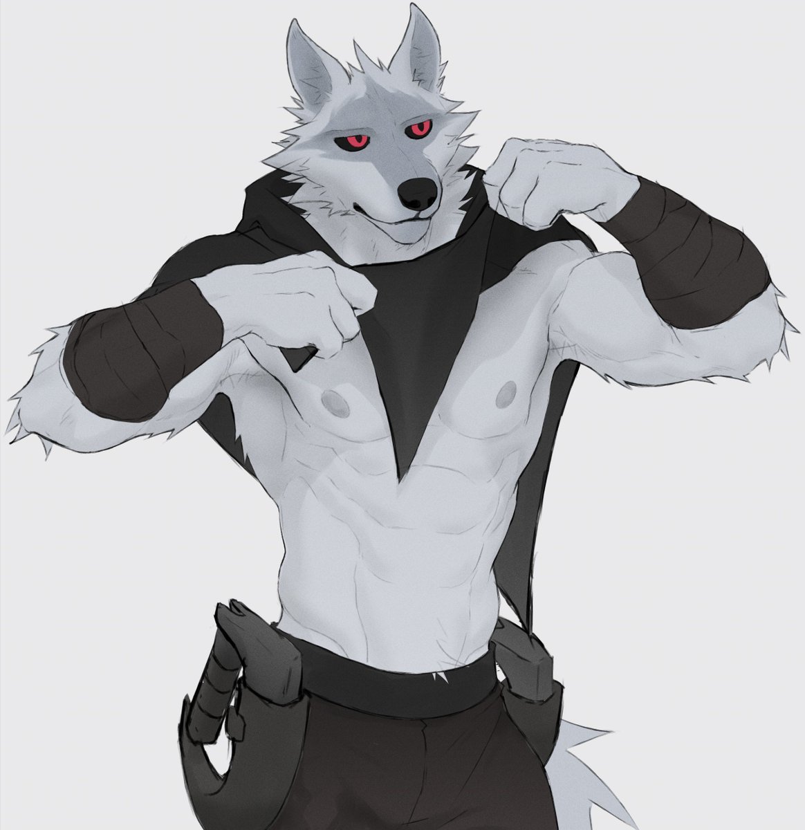 kojiray_'s tweet photo. Doodle of Death wolf rising his cape to give some view https://t.co/hn2n2ilRDm