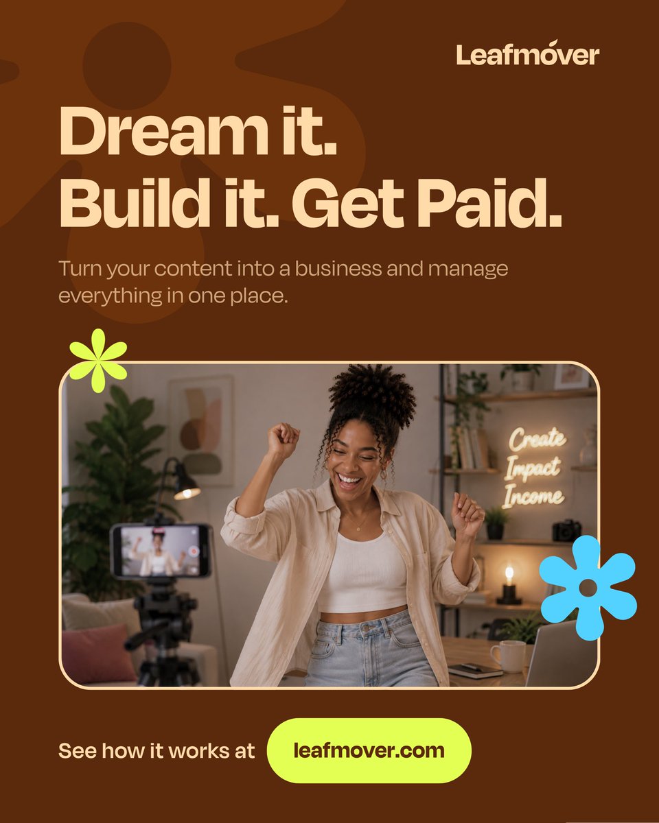 leafmovers's tweet photo. Stop dreaming about it. Start building it. 🚀

With Leafmover, you can create, share, and get paid, all in one place.

#CreatorEconomy #ContentCreator #DigitalCreator  #ContentCreation #CreatorTools #MonetizeYourContent https://t.co/wbkNDFaa5i