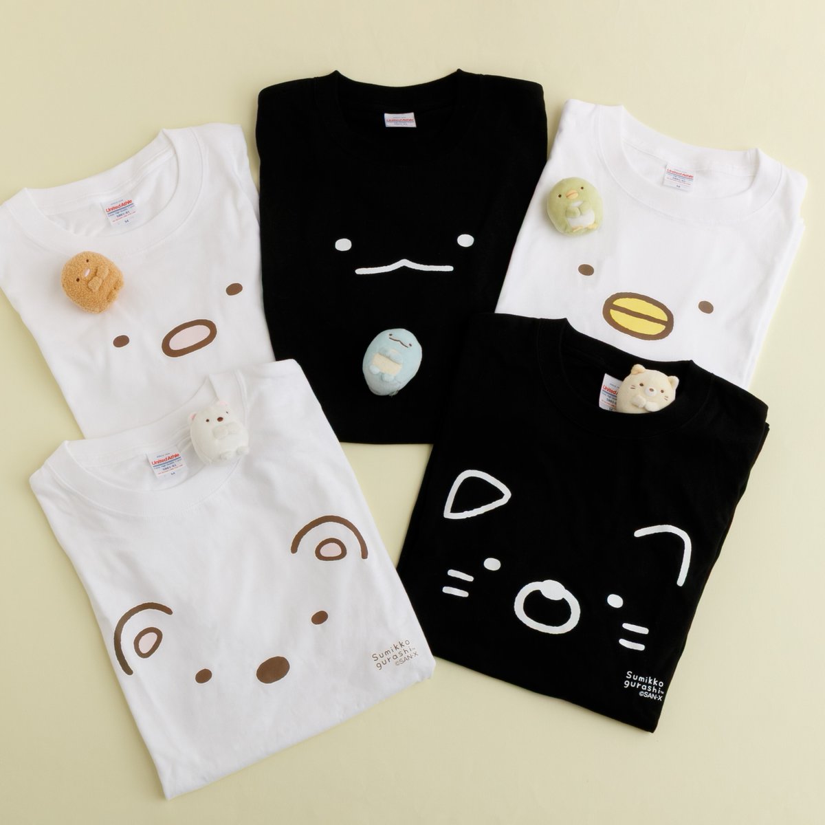 sumikko_335's tweet photo. 🍀SanX Netshop limited item🍀

本日発売スタート🌟
『すみっコぐらし　フェイスTシャツ』
🔗https://t.co/TAc7VVp5H7

大好評だったフェイスデザインシリーズに、
今の季節に大活躍なTシャツが新登場✨

いろんなコーデでたのしんでね👚
推しをたくさんアピールしちゃおう！
ぜひチェックしてね🪄 https://t.co/N1HpgXTIx3