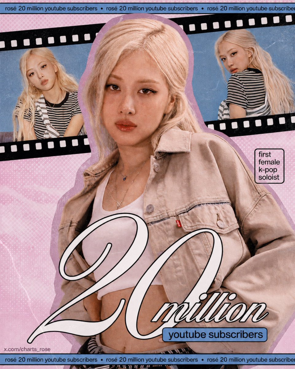 charts_rose's tweet photo. ROSÉ becomes the first female K-pop soloist in history to reach 20 million subscribers on Youtube. https://t.co/qp1seY7f7D