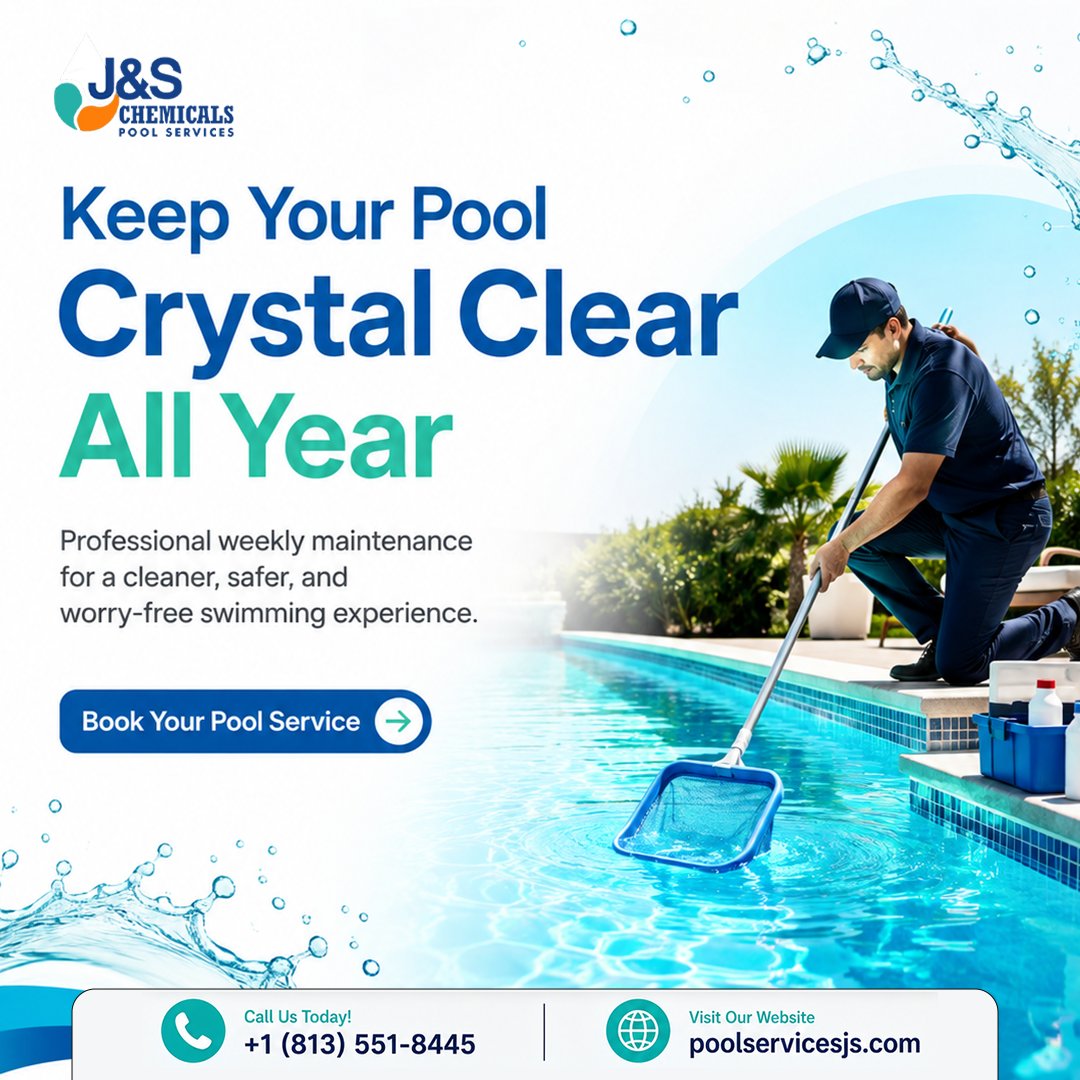 JSPoolServices's tweet photo. A crystal-clear pool starts with consistent care. 💦

Let our weekly pool maintenance keep your pool clean, balanced, and swim-ready all year.

🌐 https://t.co/vJYeLCBmiE

#PoolServicesJS #PoolMaintenance #PoolCleaning #TampaPools https://t.co/40M03DyAD0