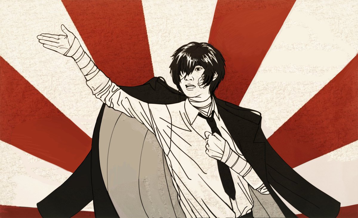 obrezvremeni's tweet photo. art based on the frame from the manga skk15 
#dazai #skk15 #bsd #15zai #bungoustraydogs #art #dazaiosamu https://t.co/c1abWjxkla