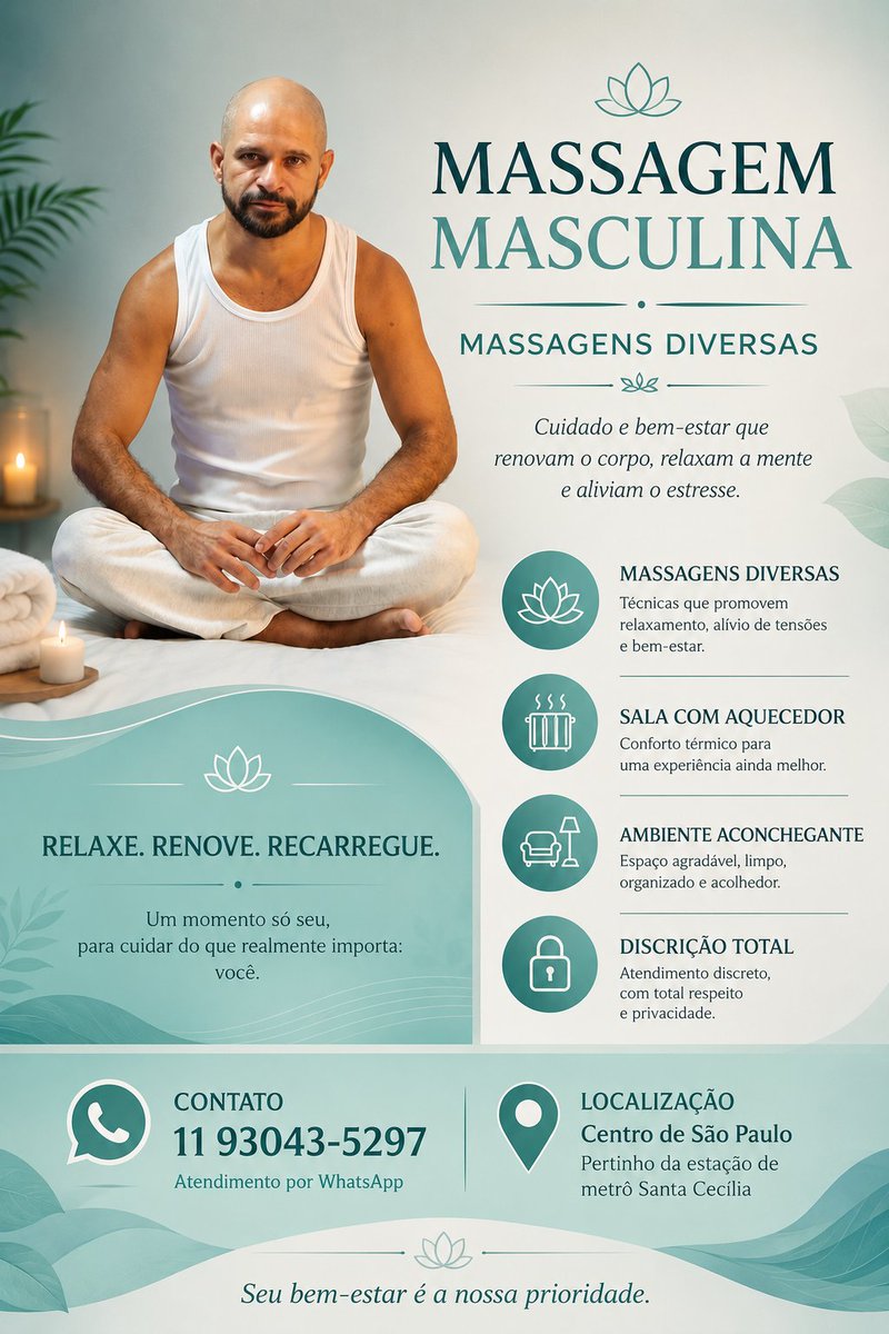 AlexandreMasso_'s tweet photo. Marque uma sessão e sinta seu corpo relaxado e incrivelmente leve. 
📞 11 93043-5297
🌡️ Com aquecedor
📍 Perto do metrô Santa Cecília
🅿️ Estacione 24h em frente
🕘 Atendo até às 22h
#massagistamasculino #massagistahomem #massagistassp #massoterapeutaemsp #massoterapeutamasculino https://t.co/SiwJoaptKi