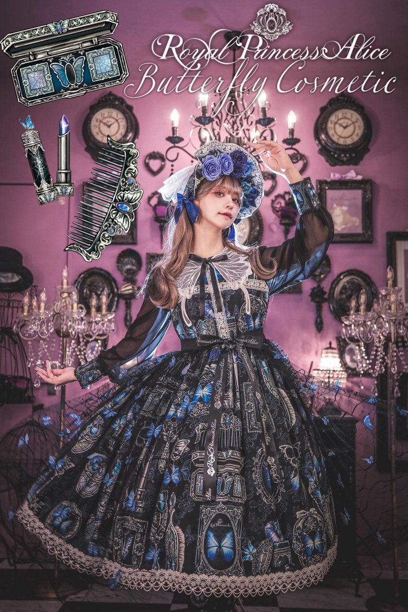 R_P_Alice's tweet photo. 🦋Butterfly Cosmetic🦋粟木こぼね様コラボ🦋

🦋ジャンパースカート32,900円
🦋妖精のワンピース32,900円
🦋バタフライオーバースカート¥14900
🦋ボンネット15,900円
🦋カチューシャ4500円
🦋オーバーニーソックス3500円

8月8日22時よりロイプリofficial先行予約開始
8月15日お取り扱い店ご予約開始 https://t.co/bC1hj3FvcX