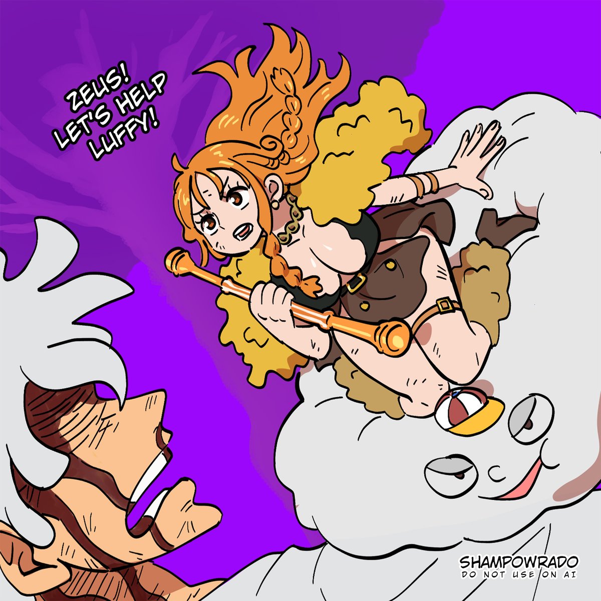shampowrado's tweet photo. I wish Nami can ride Zeus https://t.co/ukXmvAXIP3