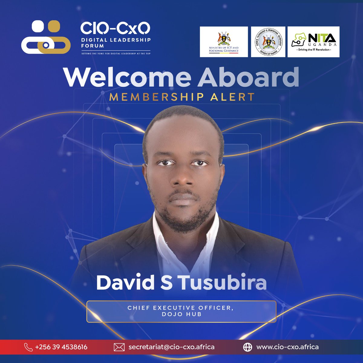 ciocxo_dlf's tweet photo. We are honored to welcome David Tusubira (@dstusubira), Founder & CEO of Dojo Hub, as a member of the CIO-CXO Digital Leadership Forum.

A seasoned technology entrepreneur with a background in electrical engineering, David has served as the founding CTO of multiple technology startups across diverse sectors, including electronics, the Internet of Things (IoT), energy, agriculture, and digital transformation.

His wealth of experience and commitment to innovation will further strengthen the Forum's mission of advancing digital leadership and technology-driven growth.

How to join the forum: https://t.co/Ak9eTV5WaY

#CIOCXODLFMembership