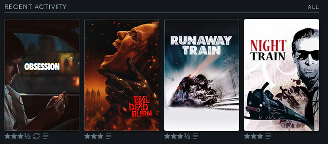 EigaNoKami's tweet photo. @letterboxd My #lastfourwatched this #letterboxdfriday - will be watching obsession again tomorrow (watch #3) with commentary track https://t.co/SUG5S8eC6f