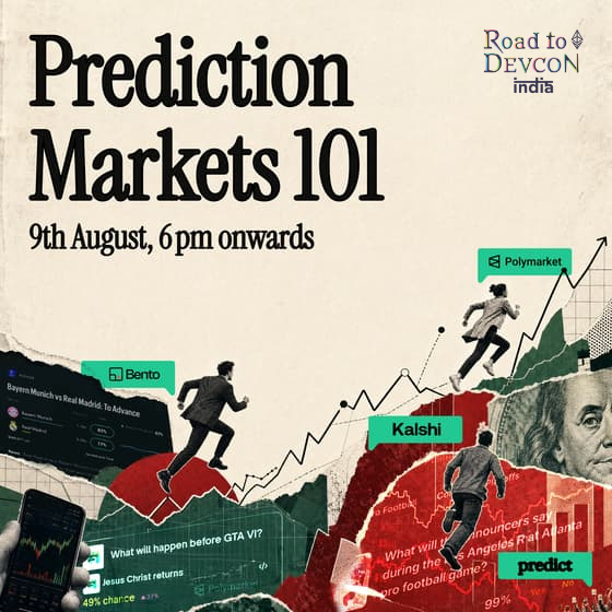 ETHIndiaco's tweet photo. Have you ever been curious about how prediction markets work and are built?   

Join us this Sunday evening to learn!  
🍀https://t.co/bYeslSFYHJ 

This event part of Road to Devcon 8 @EFDevcon https://t.co/cn5Z746tpb