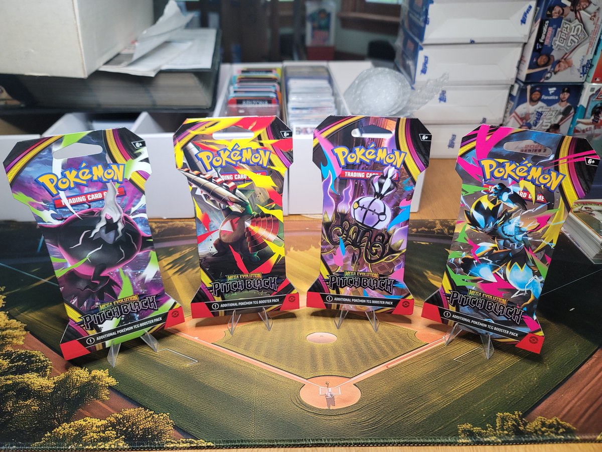 Chuckmanintexas's tweet photo. This weekend's #giveaway is officially underway. Enter to win these 4 Mega Evolution - Pitch Black Sleeved Booster Packs by commenting your favorite pokemon. Winner will be chosen randoml by Grok on Sunday at 9:00PM EST. Please share with your friends. Additional rules below. https://t.co/3CJyB4FsvK