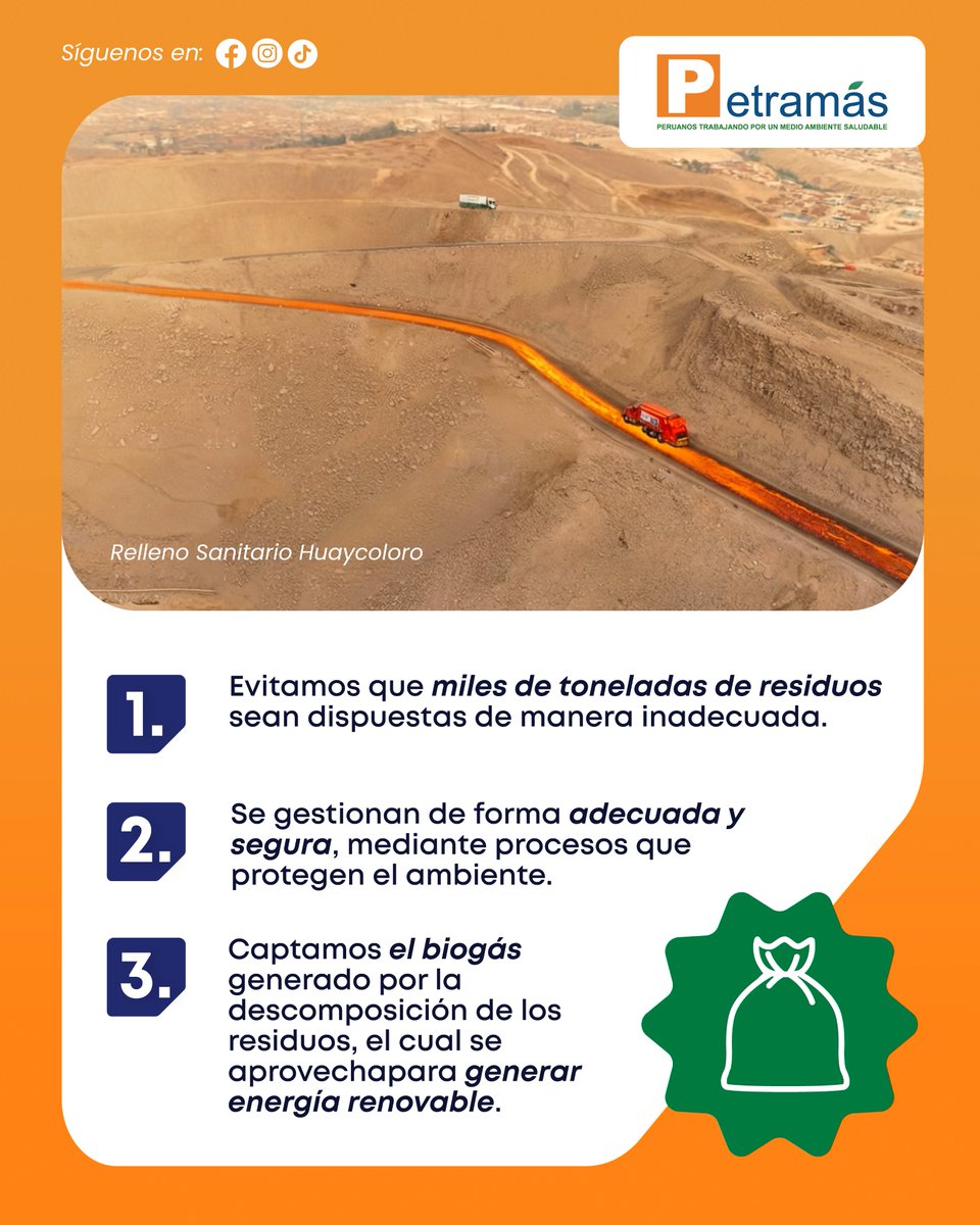 PetramasPeru's tweet photo. ✅ ¡Un residuo bien gestionado puede generar un gran cambio¡ Descubre cómo una correcta disposición final ayuda a cuidar el ambiente y convierte un desafío en una oportunidad. 

💪🏼 #ImpactoQueTrasciende #Petramás #Perú #MedioAmbiente #Mundo https://t.co/R3Z3Qlyg4W