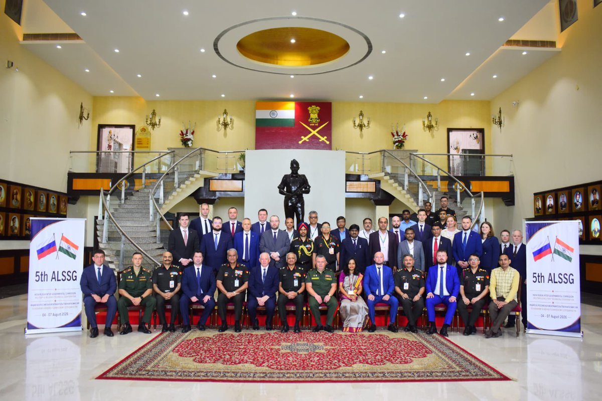SpokespersonMoD's tweet photo. The Fifth India-Russia Army Land System Sub-Group (ALSSG) meeting under the IRIGC-M&MTC concluded in New Delhi. The Indian delegation was led by DCOAS (CD&S) Lt Gen Rahul R Singh, and JS (Land Systems) Dr Garima Bhagat while the Russian delegation was headed by Maj Gen Tufekchi Aleksandr. Both countries reaffirmed their commitment to advancing Defence Industrial & Technological Cooperation and strengthening bilateral defence ties. 🇮🇳🤝🇷🇺

@RusEmbIndia 
@IndEmbMoscow 
@MEAIndia