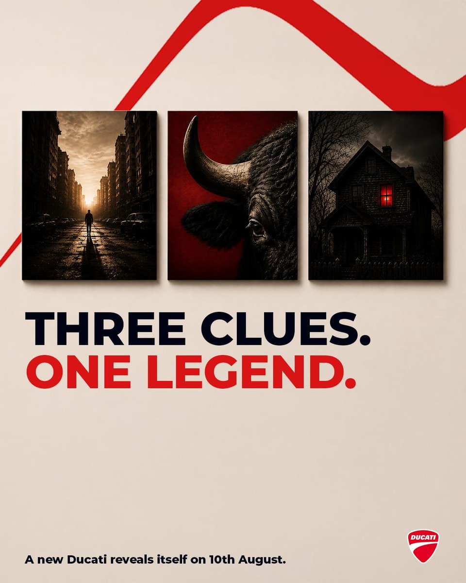 odmag's tweet photo. A new @Ducati_India is set to break cover on 10 August. The Italian marque has dropped a teaser featuring three mysterious clues, hinting at the arrival of a new "legend." Stay tuned for more details
#Ducati #Motorcycles #BikeNews #Teaser https://t.co/nSZt1KiMJ9