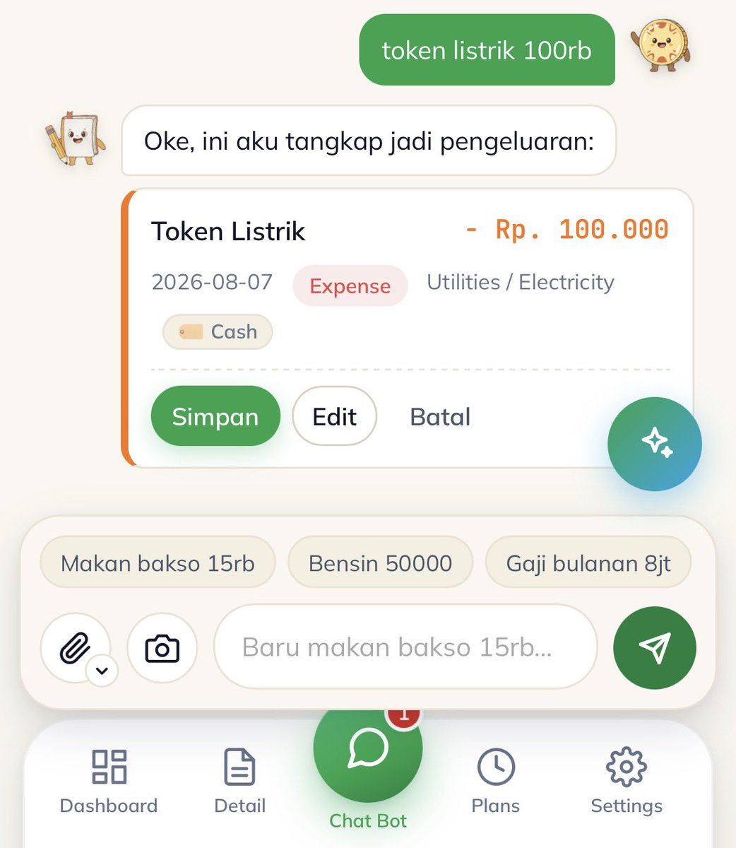 gemistale's tweet photo. tiap beli sesuatu tinggal ketik, terus bakal muncul dong dalam bentuk rapi soal pengeluaran kita 😋 SERU https://t.co/c96PFgG7El