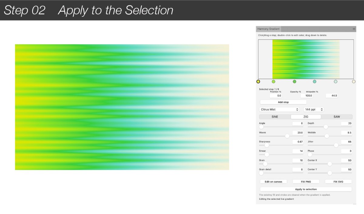 sayametJP's tweet photo. Adobe Illustratorで、色が波になる。

Apple silicon Mac向けプラグイン「Harmony Gradient」をAdobe Exchangeで公開しました（$9）。
色を選び、波・質感・角度をライブで調整。編集可能なグラデーションを直感的につくれます。

https://t.co/cbuEVrAWln

#AdobeIllustrator #HarmonyGradient https://t.co/yj1VzsBVS9