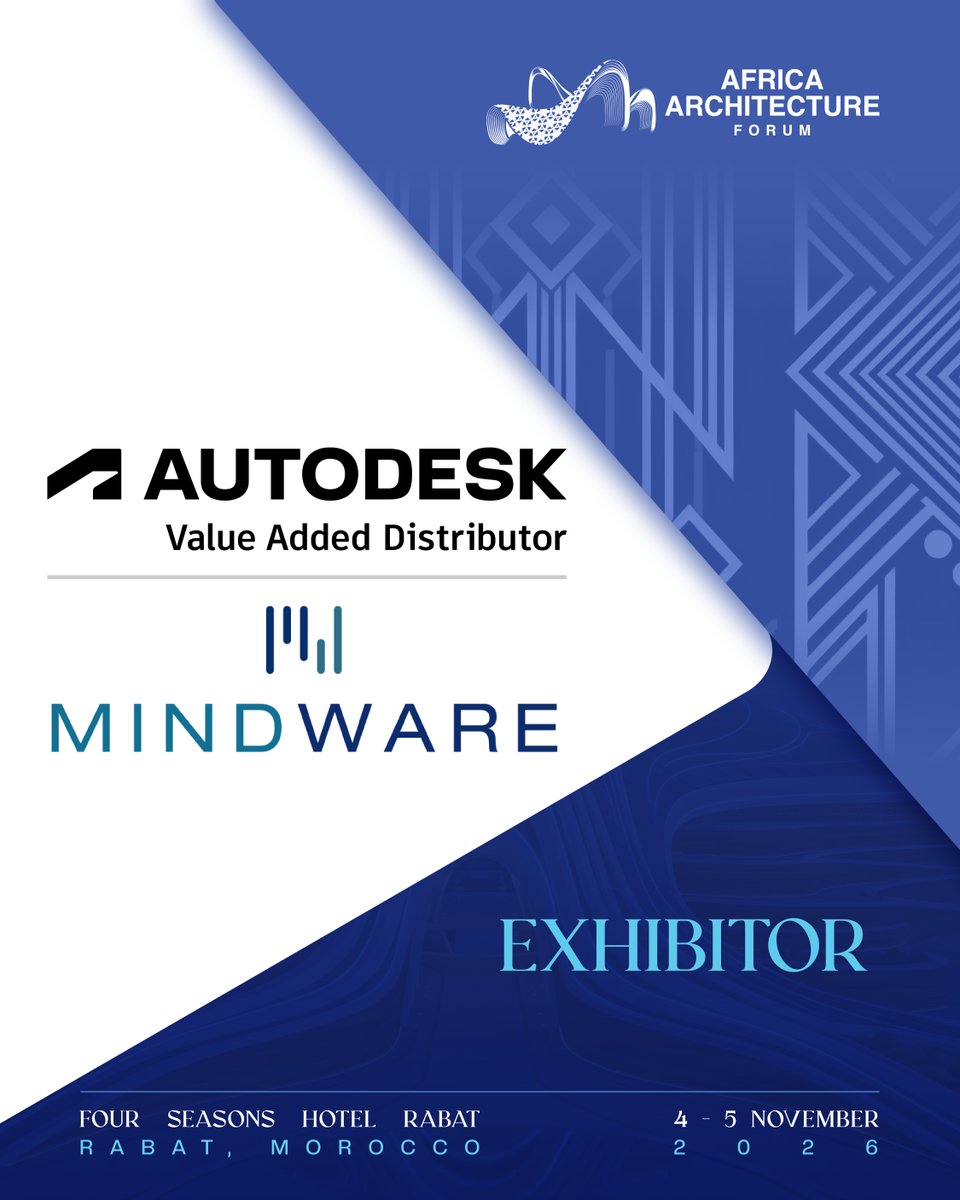 WorldArchForum's tweet photo. Architecture is going digital. @MindwareVAD joins #AfricaArchitectureForum as an Exhibitor, showcasing @autodesk solutions for smarter AEC workflows. Meet the team, explore the technology and discover what's next for digital design. 

📍Rabat | 4–5 Nov 2026 https://t.co/9p0D9JEcju