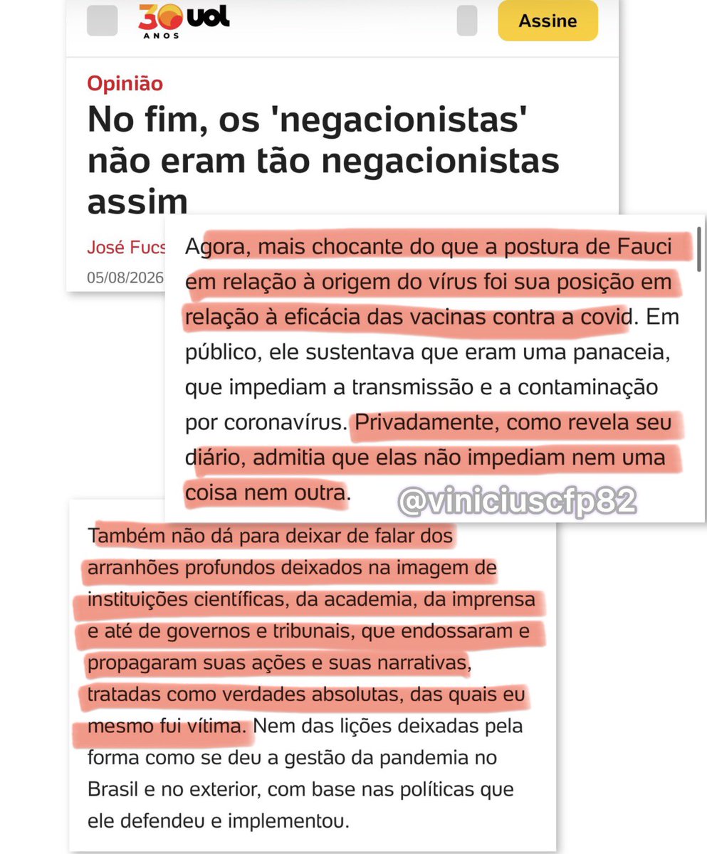 viniciuscfp82's tweet photo. Nada como o tempo. O que sempre me intrigou na pandemia foi a criminalização do questionamento, sob a papagaiada de querer garantir a verdade. Verdade sem debate, sem questionamentos, sem convencimento recheado de argumentos, mas repleta de autoritarismo, arrogância e censura? Ainda temos muito o que descobrir sobre o que estava por trás desse modus operandi.