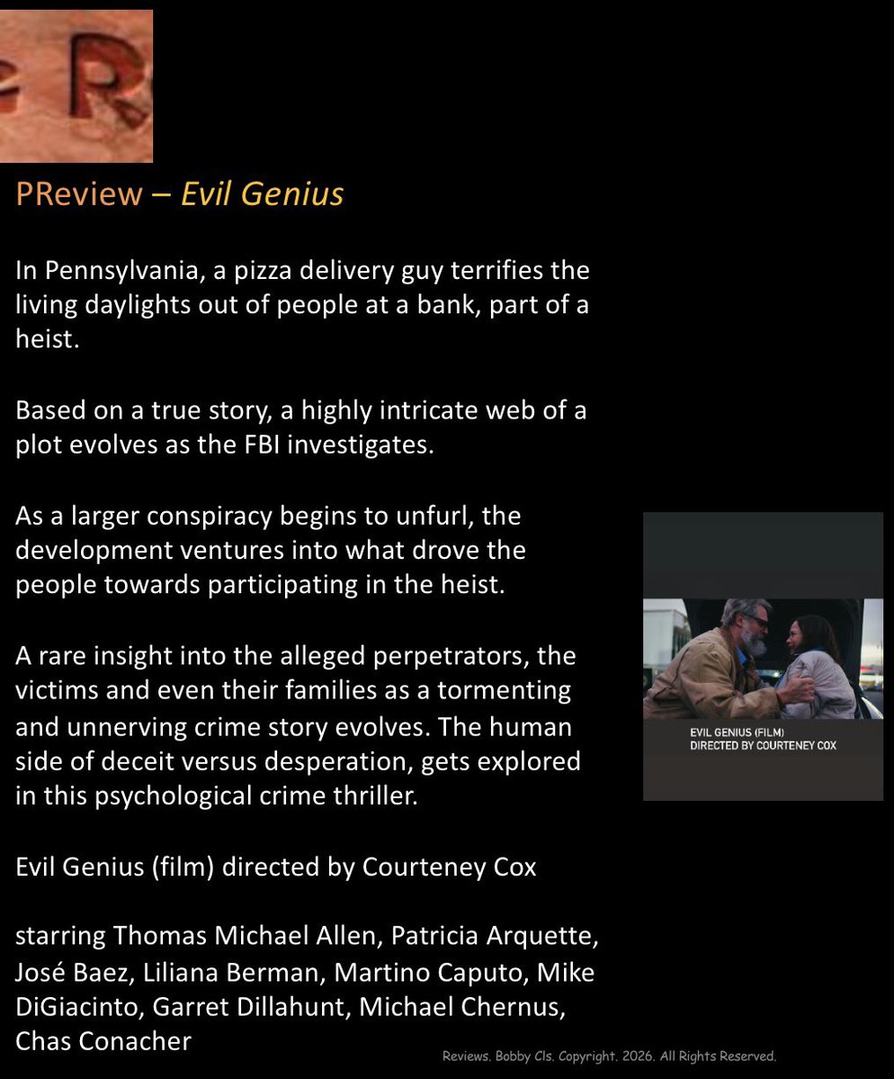 Rcoolmovies's tweet photo. A rare insight into the alleged perpetrators, the victims & even their families as a tormenting & unnerving crime story evolves. The human side of deceit versus desperation, gets explored in this psychological crime #thriller.
#EvilGenius by #CourteneyCox
@TIFF_NET #TiFF26 https://t.co/KnH6CVZDlH