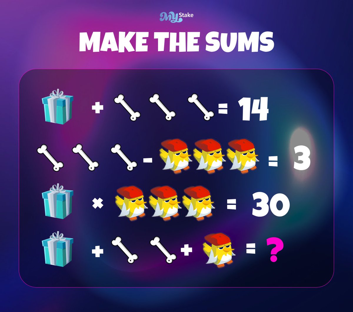 Mystake_Casino's tweet photo. 𝐌𝐚𝐤𝐞 𝐭𝐡𝐞 𝐒𝐮𝐦𝐬!

can you solve it? 🧠✨ Drop your answer below ⬇️

📌 How to play:
1️⃣ Follow @Mystake_Casino & RT
2️⃣ Tag a @friend
3️⃣ Comment your answer + #MyStake username

🎯 3 Lucky Winner wins a #reward! 🎁
⏳ Winner revealed in a WEEK!

❌ No edits/multiple entries

🚀 Play | https://t.co/NJwL6pIGOD
🎯 Deposit | https://t.co/RJrgPf4tVp
