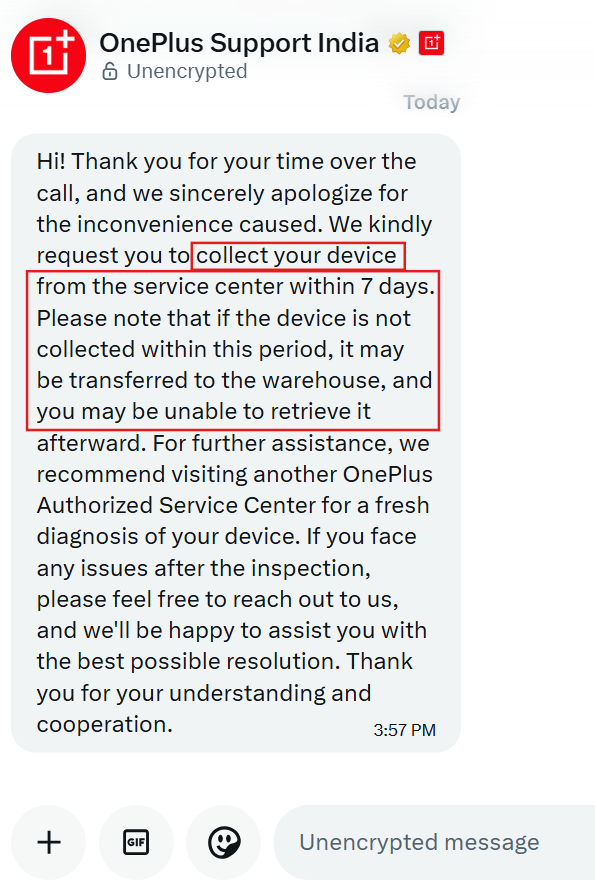 ssriteshyt2020's tweet photo. UPDATE: OnePlus is now threatening me to collect my defective device, or they will confiscate my property. They held my phone for 37 days at the service center and now want me to accept a defective phone.

@yabhishekhd
@TechDekhoji
@balaji_ravada
@Nitesh805181
@_techibee https://t.co/pJJil7x3ub