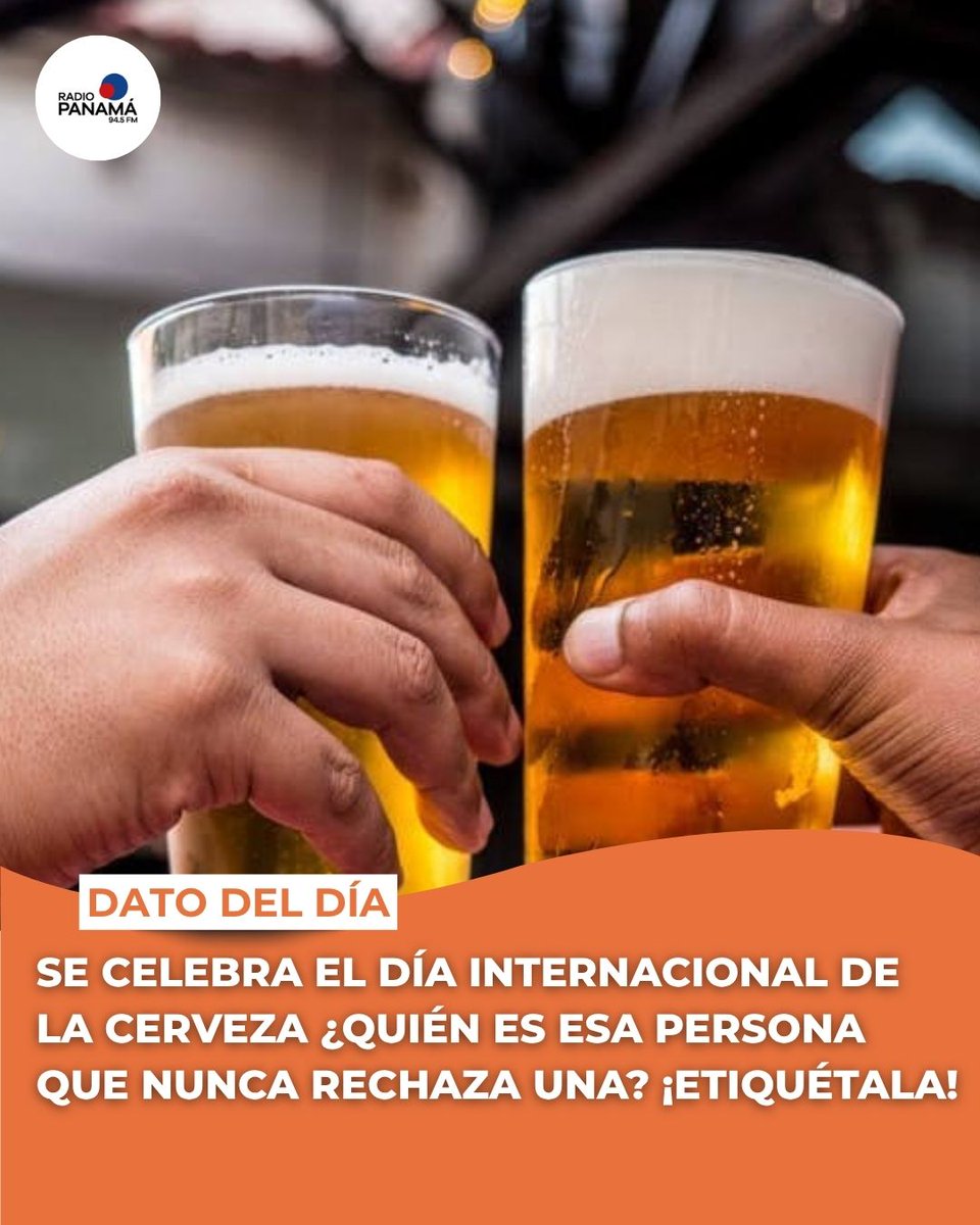 radiopanama's tweet photo. #DatoDelDía | La cerveza es una de las bebidas fermentadas más antiguas de la humanidad y una de las más valoradas.
Desde el año 2007 se celebra cada primer viernes del mes de agosto el Día Internacional de la Cerveza, una tradición que tiene como origen un pequeño bar de Santa Cruz, California (Estados Unidos). La celebración llamó tanto la atención que actualmente se celebra por todo el mundo.
¿Quién es esa persona que nunca rechaza una? ¡Etiquétala!
#RadioPanamá