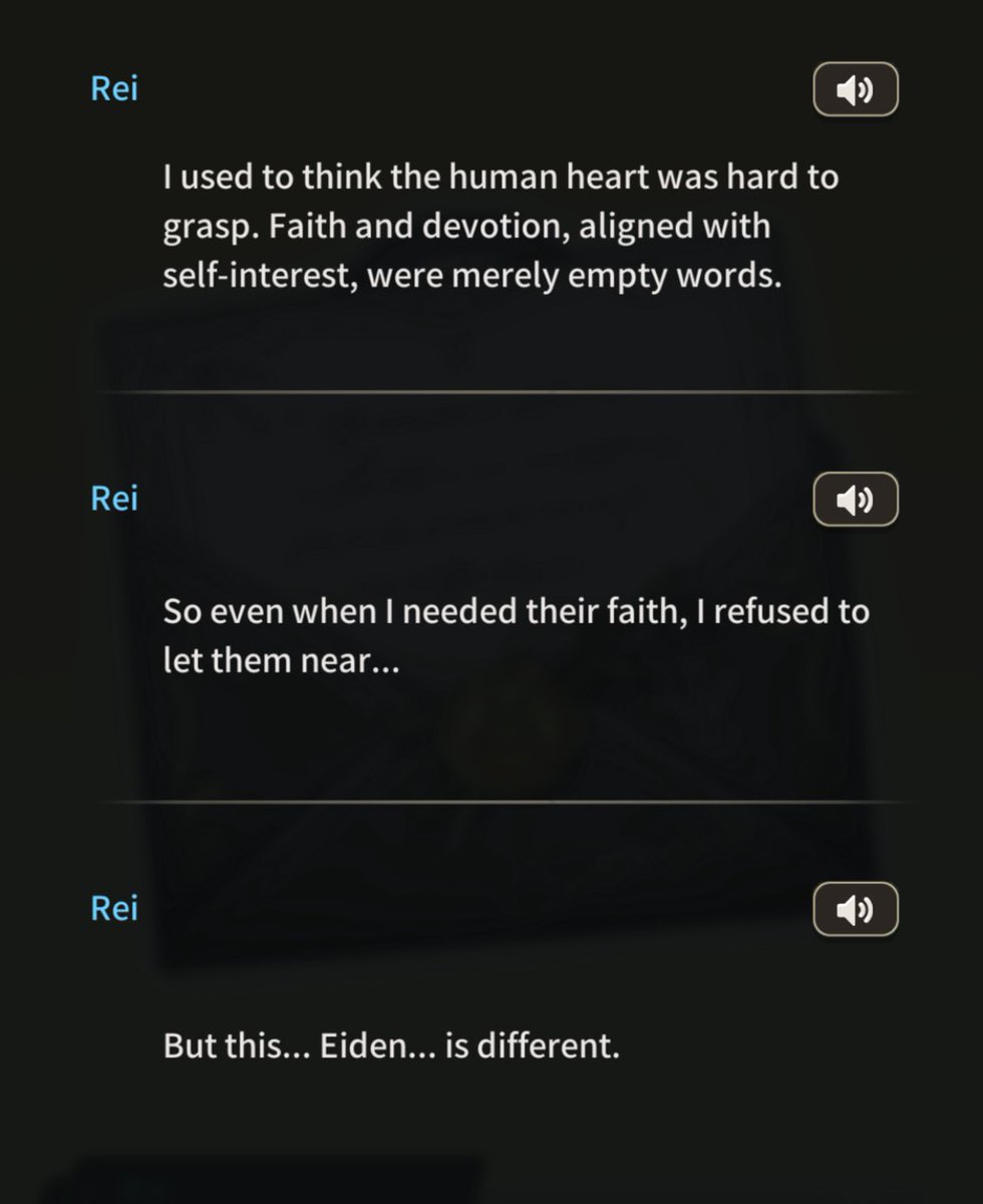 PurpleJadeHoney's tweet photo. Something about these lines in rei’s voice note,,,,
Like he’s had so many bad experiences with people, the royal family, the kids that bullied him, those that take advantage of him, etc that made him push others away but eiden is special,,, https://t.co/P1q2d6e6M1