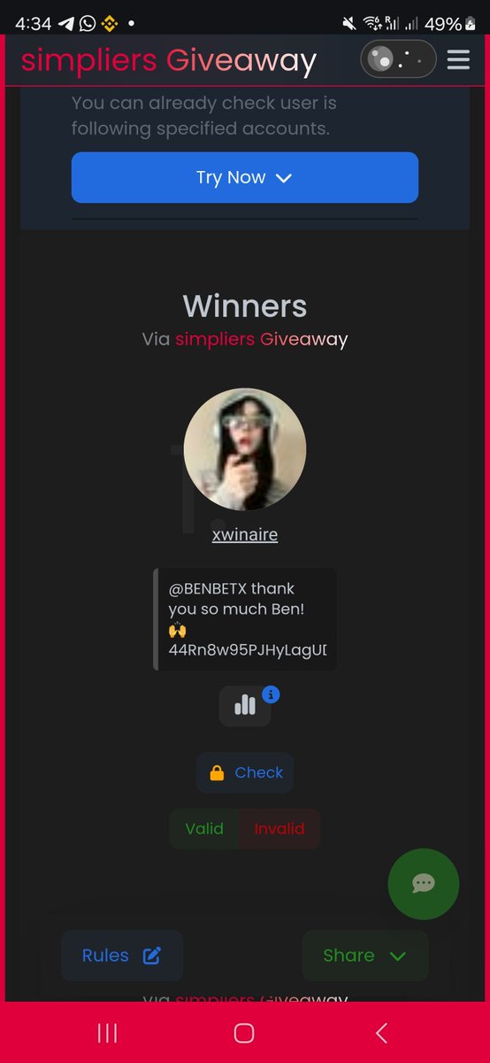 BENBETX's tweet photo. Congratz @xwinaire 
SOL Sent✅
Another giveaway coming in 30mnts 🔥 https://t.co/w1o6l0EzXB