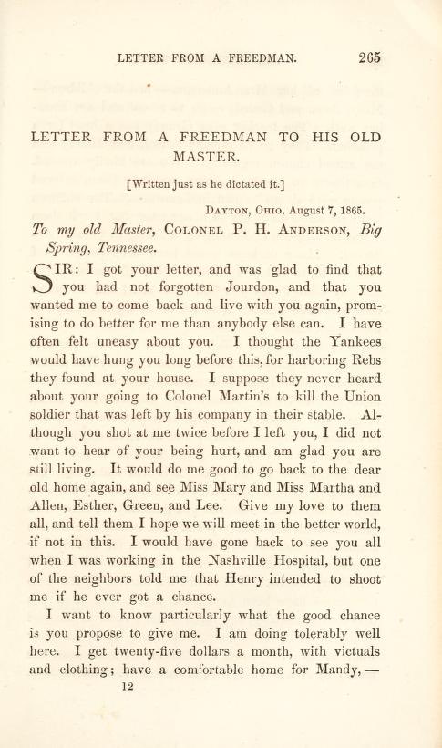 HumanAtlas's tweet photo. On August 7, 1865, Jourdon Anderson answered a letter from the man who had once enslaved him.

The man wanted Jourdon and his family to return to Tennessee.

Jourdon was living in Ohio.
He earned wages.
His children went to school.
His wife, Mandy, was called Mrs. Anderson.

Before considering the offer, he asked for something.

The wages he and Mandy were owed for the years they had worked without pay.
He calculated the amount himself: $11,680, plus interest.

He also asked whether any schools had opened for Black children nearby.
He wanted his daughters educated.

The man who once decided whether Jourdon could leave was asking him to come back.

This time, Jourdon got to answer.