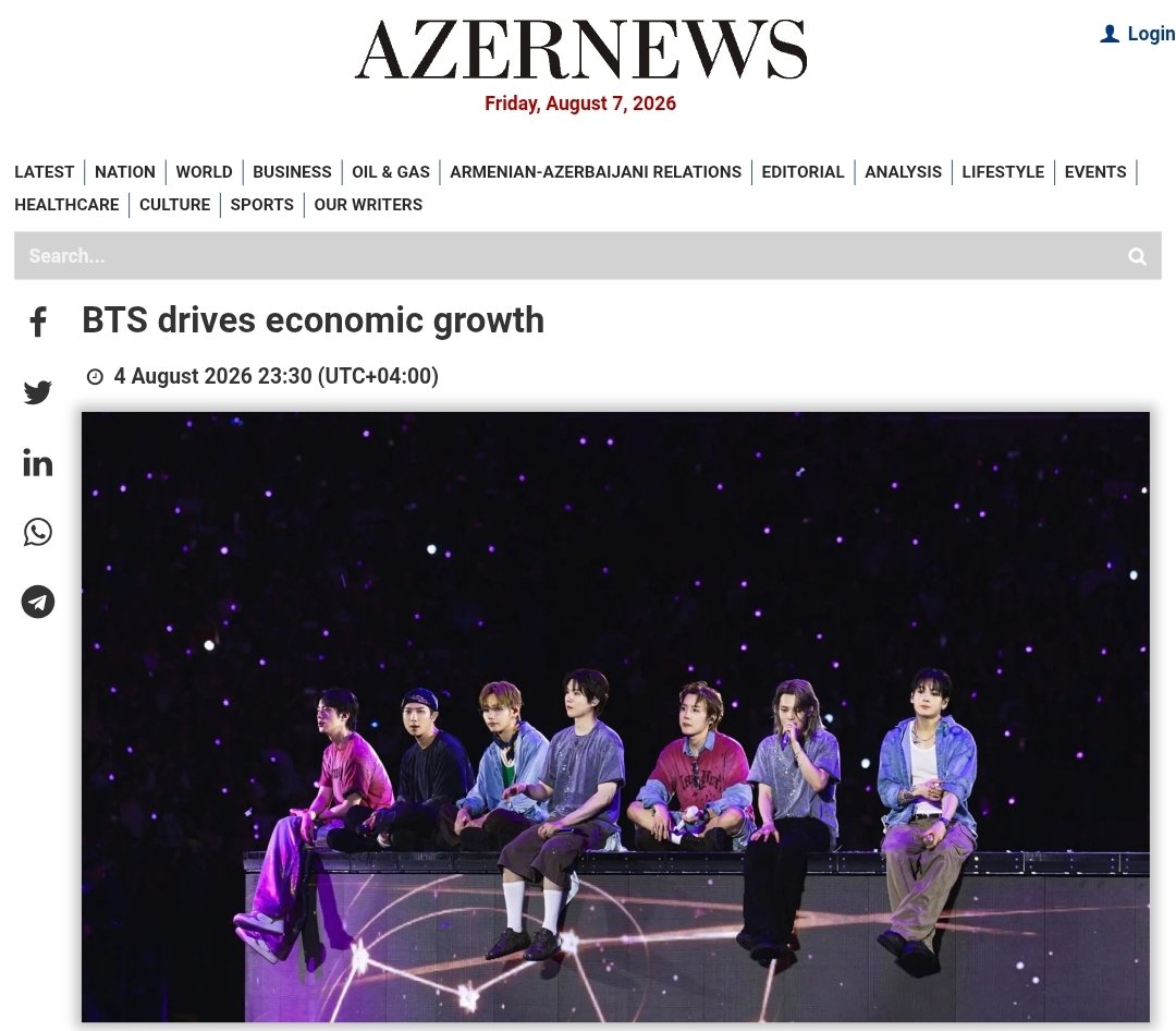 Yoon_kookie97's tweet photo. “BTS drives economic growth”

- “BTS has become a major force in the global economy, boosting local businesses and tourism wherever it performs during its ongoing “Arirang” world tour” 

BTSNOMICS IS CRAZY 🔥🔥

#BTS_WORLDTOUR_ARIRANG https://t.co/ZD8zcrh1Rn