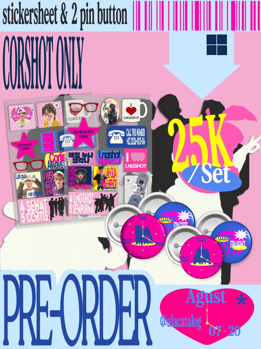tomatoyul's tweet photo. OPEN PRE-ORDER [CORSHOT ONLY] 💌
 
Set Sticker-sheet with 2 pin button <3
Avail: Cortis and Lngshot
💭 price: 25k/set [dp 15k]

dm for order or klik link on bellow  >___⭐️
https://t.co/EUgXtj1TMc https://t.co/BhxoITw1e6