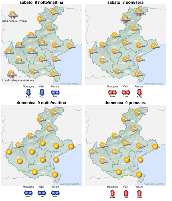 arpaveneto's tweet photo. #meteoweekend #veneto un po’ instabile nelle prime ore di sabato, poi caldo e sole, salvo possibili cumuli pomeridiani sui rilievi. Dettagli 👉https://t.co/7FBsNbqSrD https://t.co/KtHlAPhPnQ