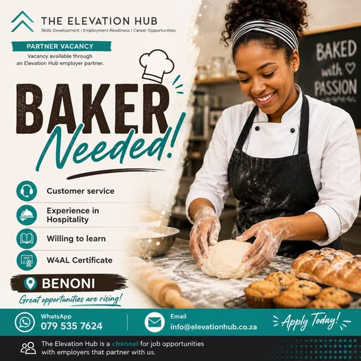 NthabelengDlam3's tweet photo. #bakers #jobseekers #W4AL #work4alivingbenoni #elevationhub https://t.co/foCgZ5Pja9