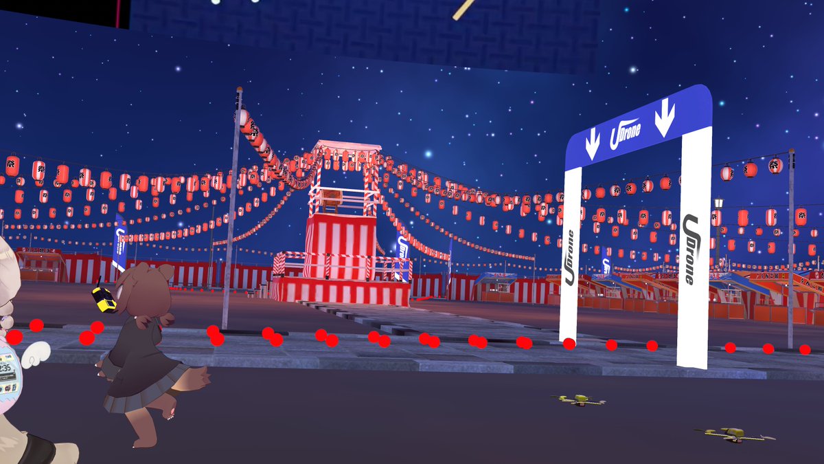 OmiyaAlice's tweet photo. 20260804 #VRChat SS 
#どろーん部 8月コース。お祭りだー！　なお難度は6月7月に比べて激難。ふくらみの許容度が厳しすぎる。お祭りマンボでも歌いながらリズムとって練習してみよう。 https://t.co/K6louMWhIx
