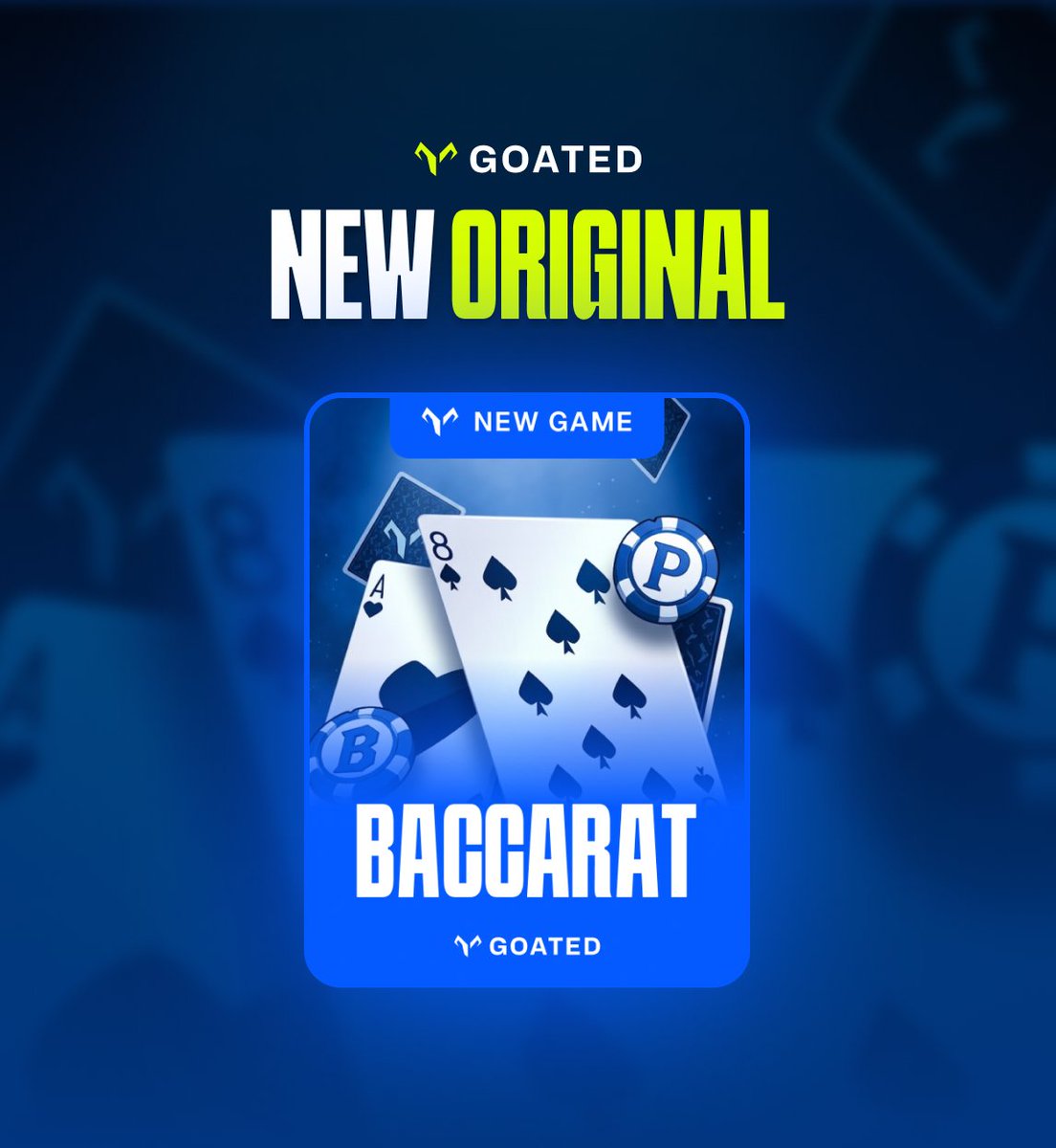 goatedcom's tweet photo. Baccarat just went live on Goated.

You can now play the game of billionaires and Bond villains in your hoodie at 3 am.

Who wants some juice to get started? https://t.co/G02DFGqkhA