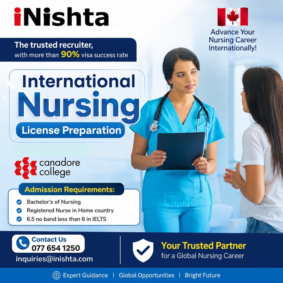 inishta's tweet photo. International Nursing License Preparation

Take the next step towards a successful global nursing career with our International Nursing License Preparation Program

Admission Requirements
Bachelor’s Degree in Nursing
Registered Nurse in your home country
IELTS Score of 6.5overall https://t.co/nnuIH5eyih