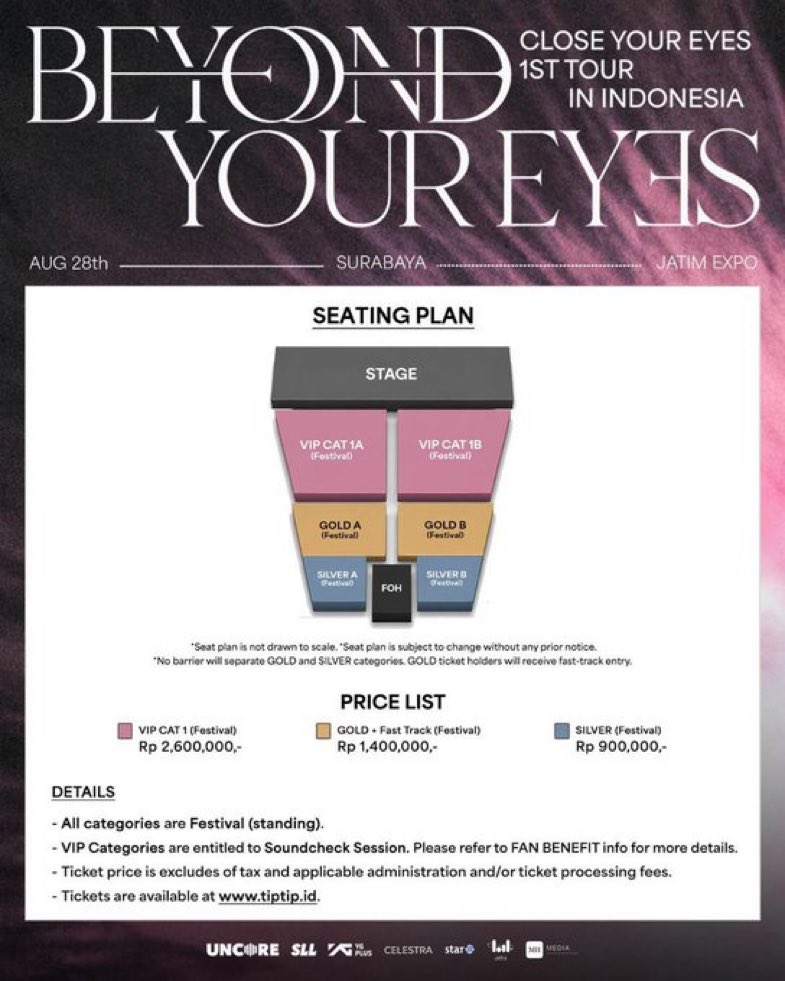 issflackocrypto's tweet photo. #WTS 🎫

🎤 CLOSE YOUR EYES 1ST TOUR〈BEYOND YOUR EYES〉IN INDONESIA 🇮🇩

📅 2026.08.28・08.30
📍 Surabaya / Jakarta

🎟️ VIP（CAT 1・GOLD・SILVER
✅ チケット代行受付中

🌏 日本・海外ファン歓迎

📩 日程・座席・枚数・予算明記でDM💌

#CloseYourEyes https://t.co/qgat9pMt7A