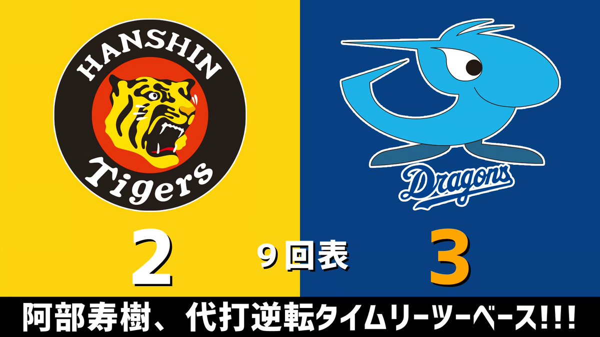 gnomotoke's tweet photo. セ・リーグ公式戦 阪神vs.中日 2026.08.07
9回表 阿部寿樹、代打逆転タイムリーツーベース！！！

中日ドラゴンズ、1点リードです #dragons #中日ドラゴンズ

【全打席結果はこちらから】
⇒ https://t.co/vQlxnUd4RN https://t.co/nLjiisGYnl