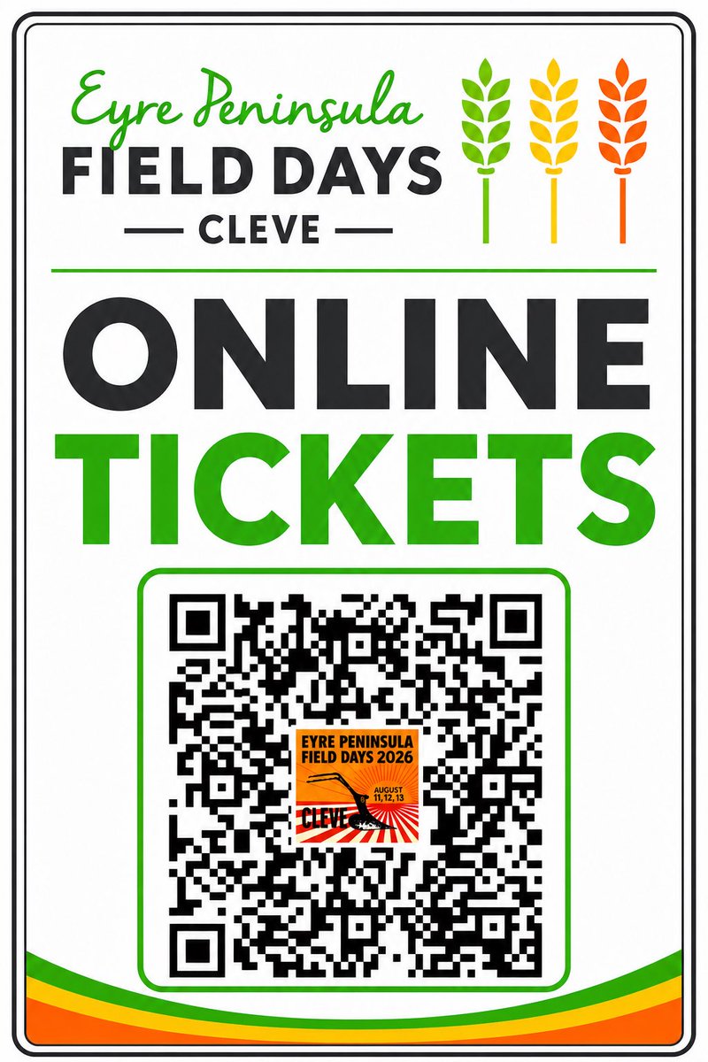 EPFieldDays's tweet photo. 🎟️ GET YOUR TICKETS ONLINE! 🎟️

The Eyre Peninsula Field Days are nearly here! 🌾🚜

Buy your tickets online now and have them ready to go when you arrive.

✅ Quick &amp; easy
✅ No extra online booking fees 
✅ Skip the ticket queue at the gate! https://t.co/9yYajHjXCA