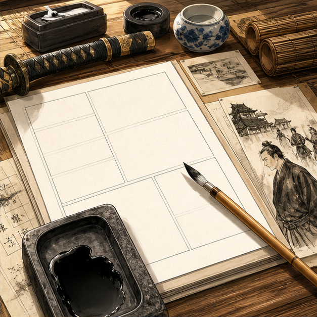 ManabiManga's tweet photo. For a manga scene about history manga, I look for the work around the main action. What is being carried, checked, repaired, or prepared? Those details let the setting do some of the storytelling. https://t.co/h2WwwJusJb