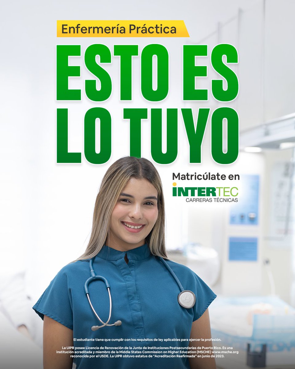 intertecpr's tweet photo. Contribuye al bienestar de las personas desde el primer día. Enfermería Práctica es lo tuyo.
Matricúlate en InterTec: https://t.co/xIJVNkpspk https://t.co/sweOStmvOC