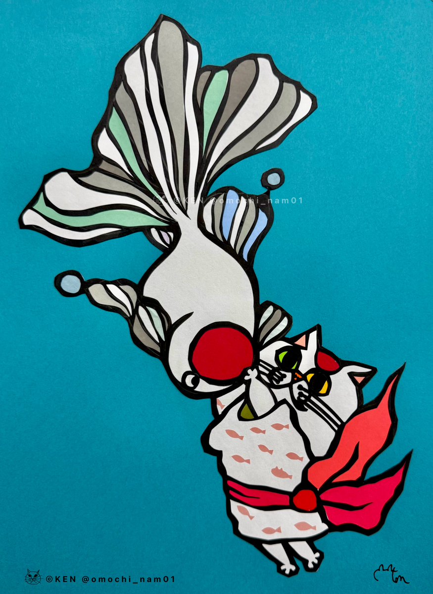 omochi_nam01's tweet photo. 中一の息子が切り絵で表現する猫は、本当に見てて元気が出ます。 沢山の方に見てもらえますように…！！ https://t.co/J9U3Infulg